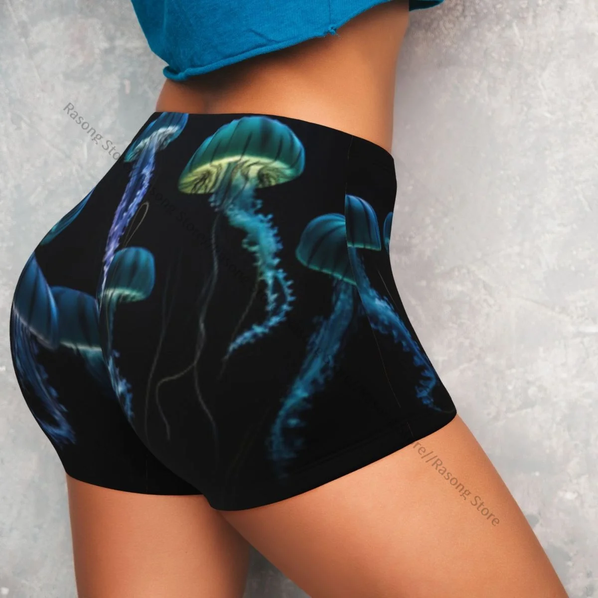 女性用スパンデックスヨガショーツクラゲワークアウト戦利品ショーツ