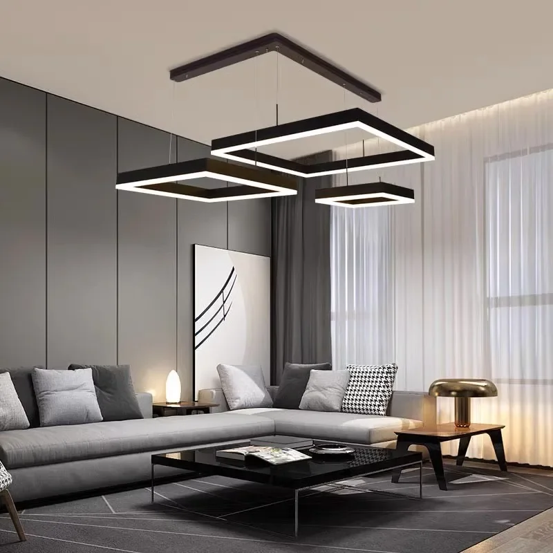 

Modern Led Pendant Lights Minimalism Aluminium Foyer Chandelier Square Hanging Lamp Living Room Restaurant Decoration Home Lamps