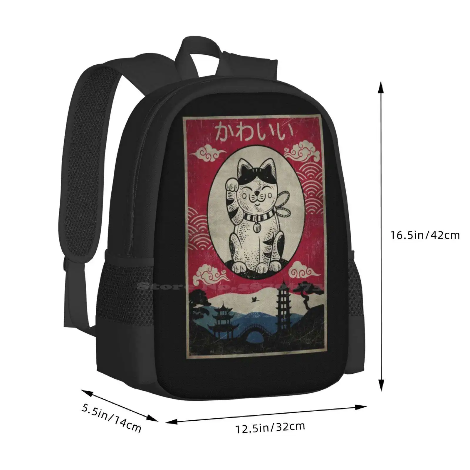 Mochila Vintage Kawaii Cat Anime para hombres, mujeres, niñas y adolescentes, regalo japonés