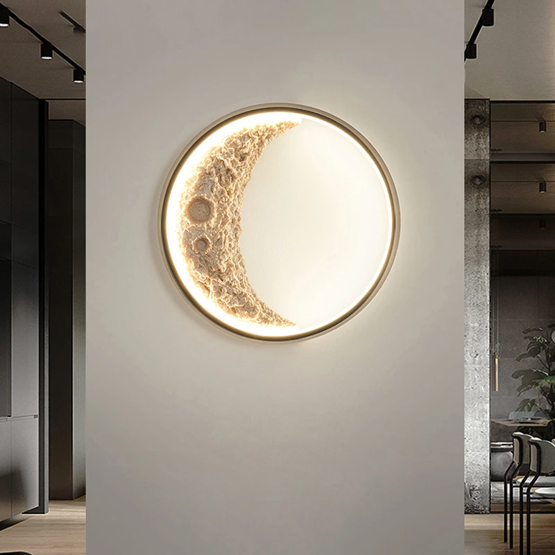 

Post Modern Led Art Crescent Porch Corridor Wall Lamp Bedroom Living Room Background Wall Moon Lamp Creative Decorative Lamp