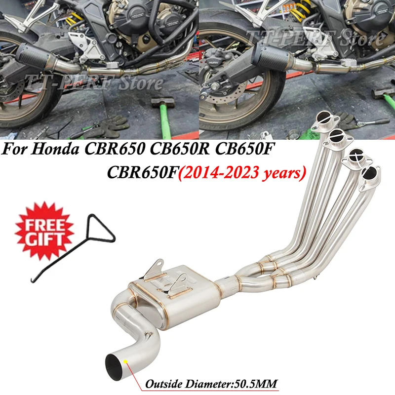 

Для HONDA CBR650F CB650F CBR650R CBR650 CB650 2014-2023 выхлопная труба мотоцикла Escape Moto передняя соединительная труба глушитель из нержавеющей стали