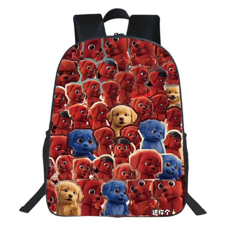Internet celebrity big red dog clifford printed backpack cartoon red small dog large capacity elementary school backpack