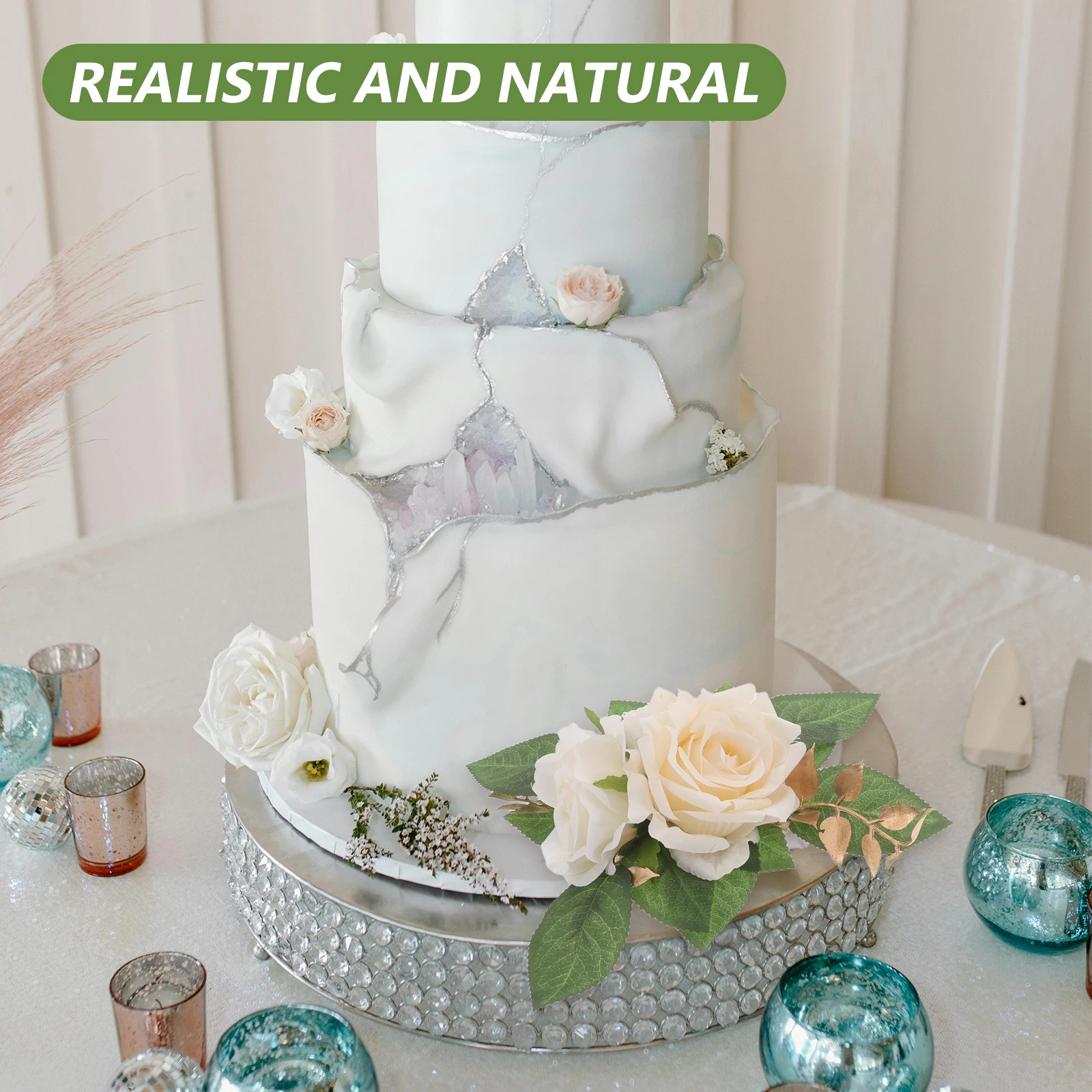 

2Pcs Artificial Floral Arrangements Realistic Table Decor for Wedding Birthday Cake Rustic Party Floral Table Accessories