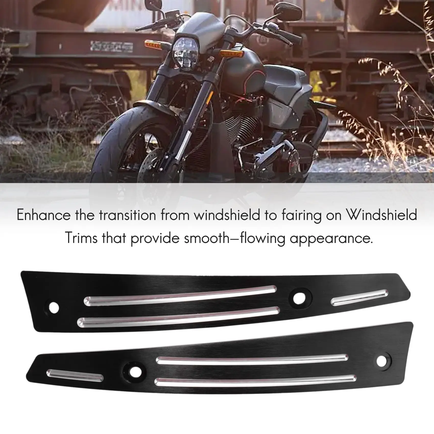 A85E-Black Split Windshield Side Trim For Touring Road Glide FLTR 2015-2020
