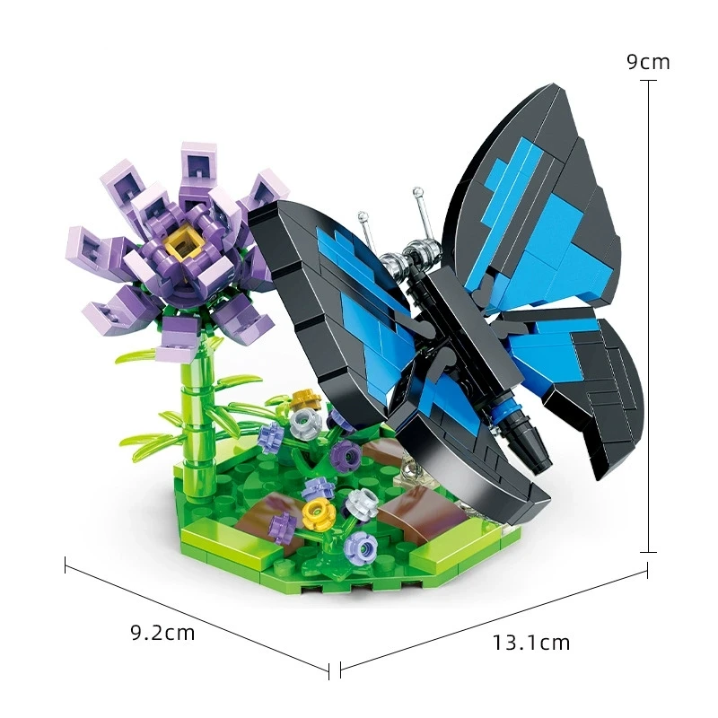 Cute Animals Butterfly Mantis Bee Snail Insect Building Blocks Kit Bricks Toy Model