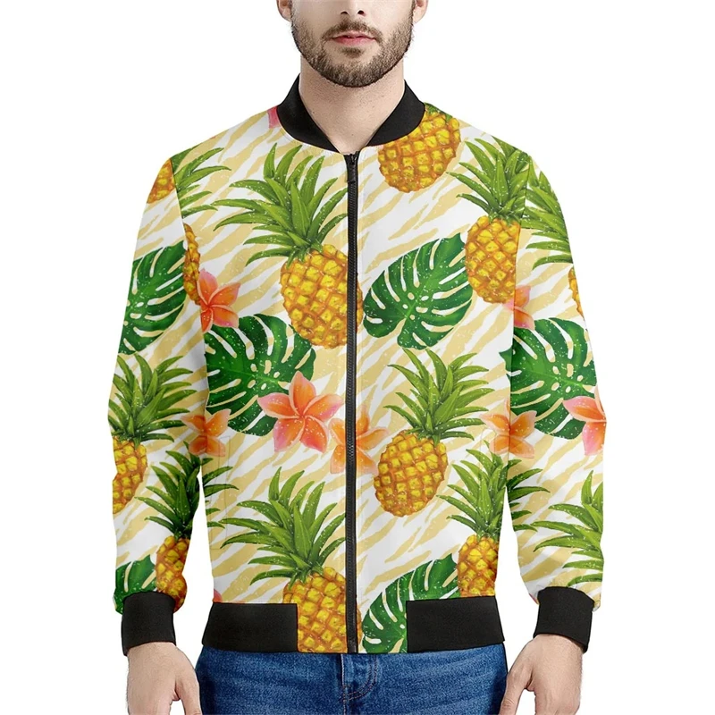 

Hawaii Pineapple Pattern MenWomen Zip Coat 3D Print Sweatshirt Fashion Jacket Oversized Clothing Harajuku Baseball Coat Clothes