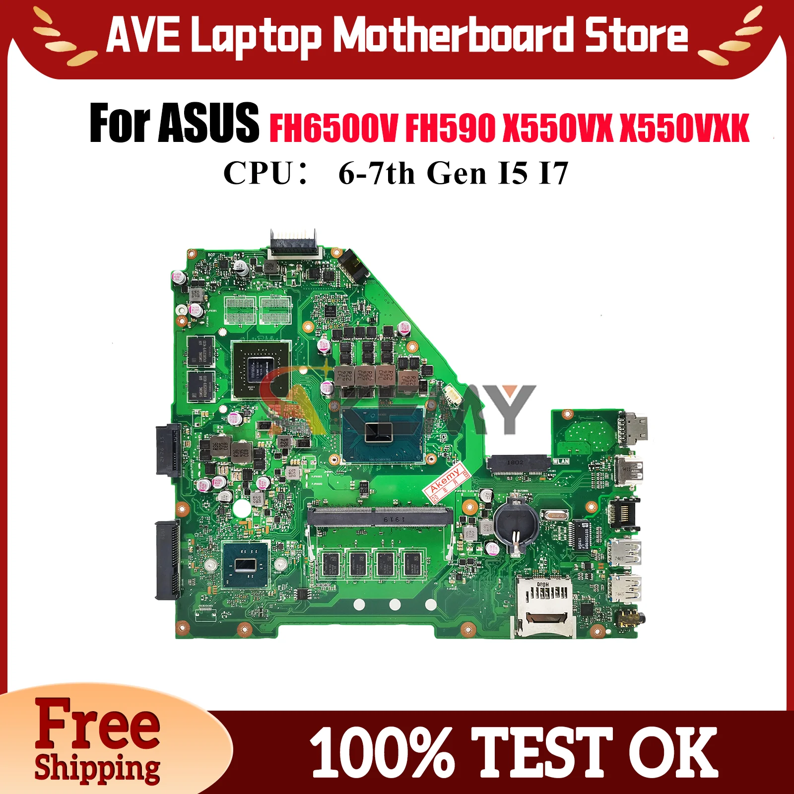 

X550VX Материнская плата для ноутбука ASUS VivoBook X550VXK X550V K550VX W50V X550VX FH6500V FH5900 VX50V Материнская плата с процессором I5 I7 stk