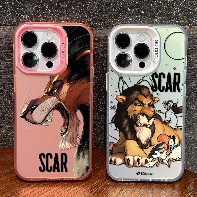 The Lion King Scar For iPhone Apple 15 14 13 12 11 XS XR X 8 7 Pro Max Plus Colorful Silver Shockproof Phone Case Back