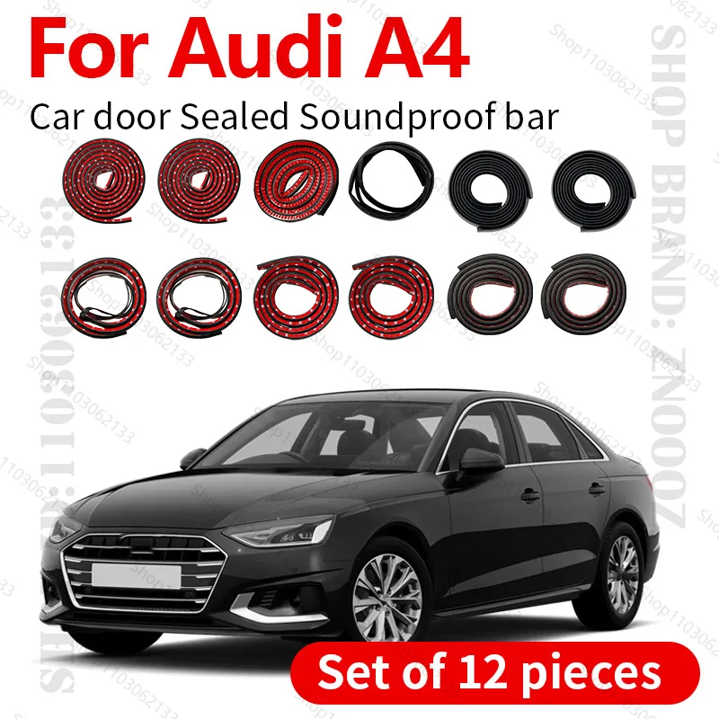 

Для Audi A4 B5/B6/B7/B8/B9 уплотнительная лента для двери автомобиля резиновая двухслойная уплотнительная лента звукоизоляционная пылезащитная уплотнительная лента 12 шт. набор