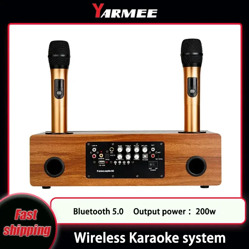 

YARMEE Professional Echo Wireless Karaoke Singing System include 2Channel Microphone Bluetooth Speaker Amplifier For Home KTV