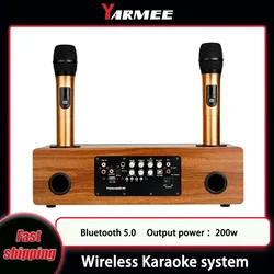 YARMEE-Professional eco sem fio Karaoke cantando sistema, 2 canal microfone, alto-falante Bluetooth, amplificador para casa, KTV