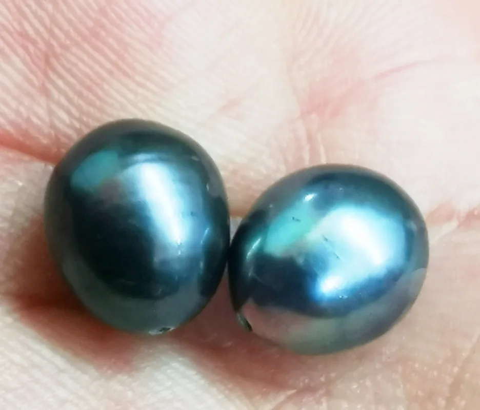 Pair of  7x9mm Natural South Sea Genuine Drop Loose Pearl Half Drilled 13669 Jewelry
