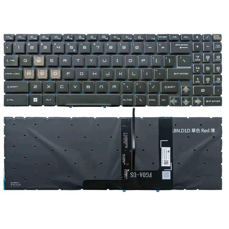 M  for MSI Cyborg 15 A12V A13V A13U AI A1V RGB/backlight US keyboard one-key