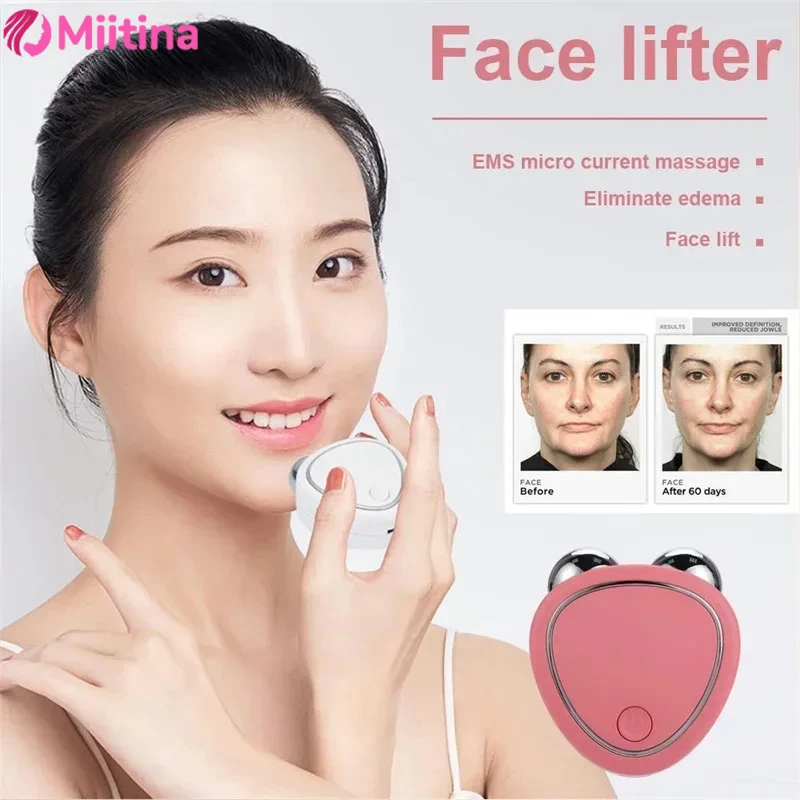 Mini Electric Face Massager Lift Roller Massager Microcurrent Sonic Vibration Facial Lifting Skin Tighten Massage Beauty Care