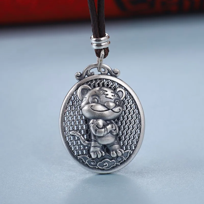 

Pure 999 Fine Silver Pendant For Men Women Filigree Crafts Lucky Zodiac Charms/5g/25*20mm