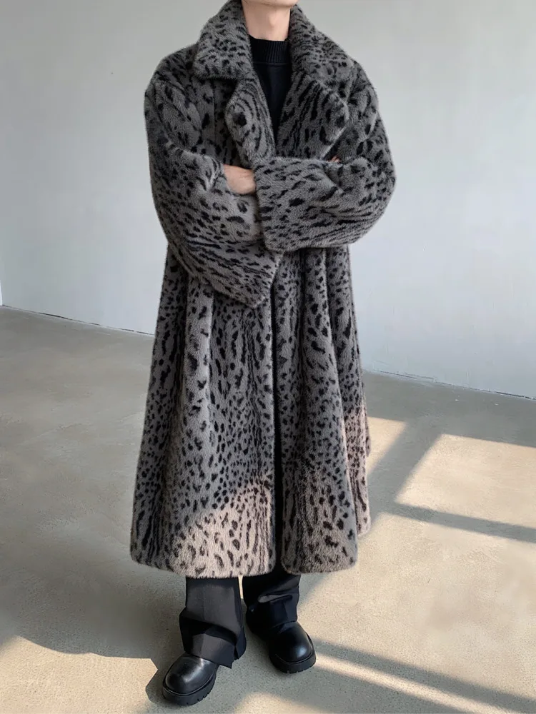 [OIMG] Autumn Winter Ultra Long Leopard Print Temperament Style Bathrobe, Loose And Environmentally Friendly Mink Fur Coat