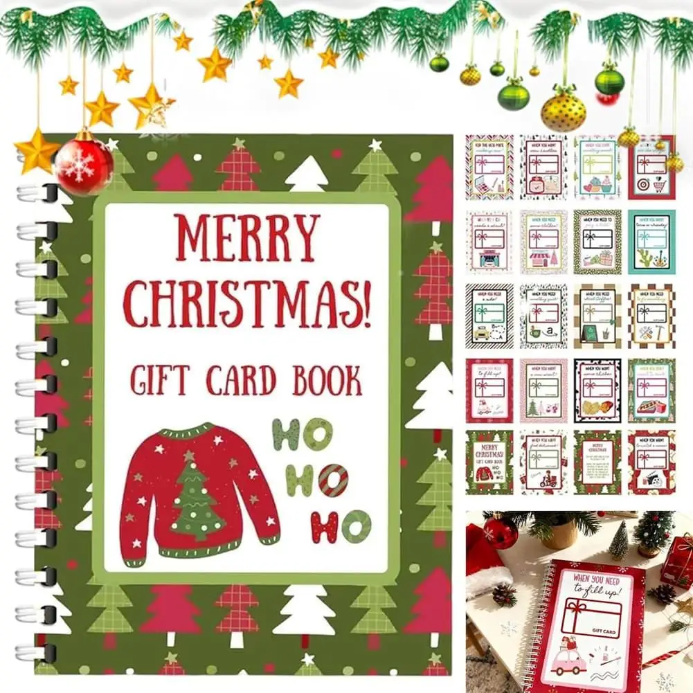 Santa Christmas Gift Card Book Spiral‑Bound 20 Pages Student Handbooks and Diaries  Santa Xmas Exchange Classroom Holiday Gift