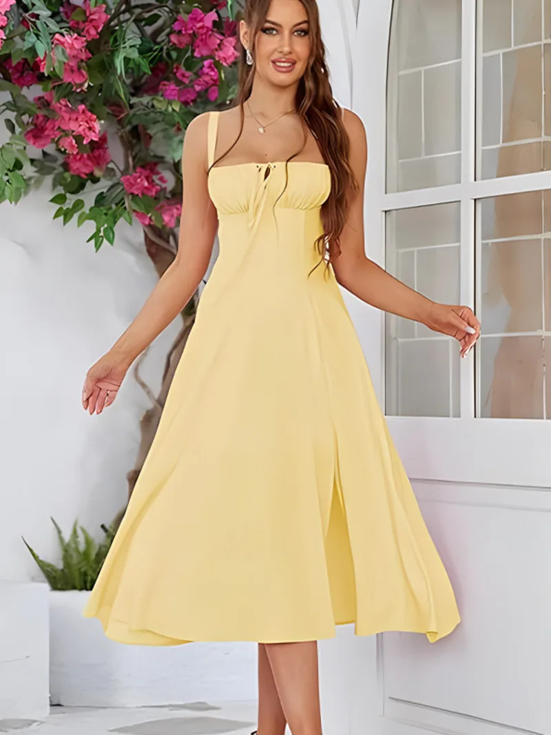 ファッションセクシーなスプリット女性ボヘミアロングドレス夏の高級エレガントな V ネックノースリーブスリップフラワービーチサンドレスマディドレス BQ8W