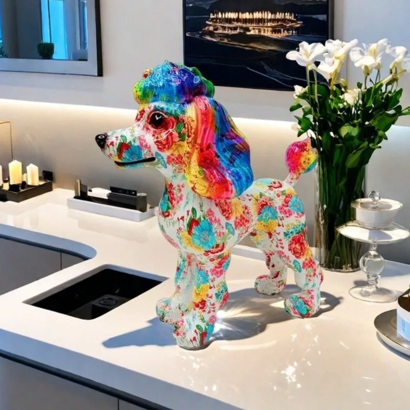 Resin Poodle Crafts, Animal Statue Decorations, Home Foyer TV Cabinets, Office Desktop Animal Decorations