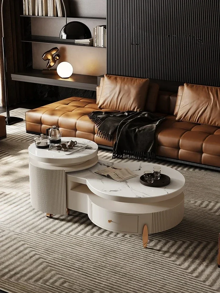 

Современная простота, каменная тарелка в американском стиле, журнальный столик для гостиной, комбинированный автоматический встроенный мобильный столик для приготовления чая