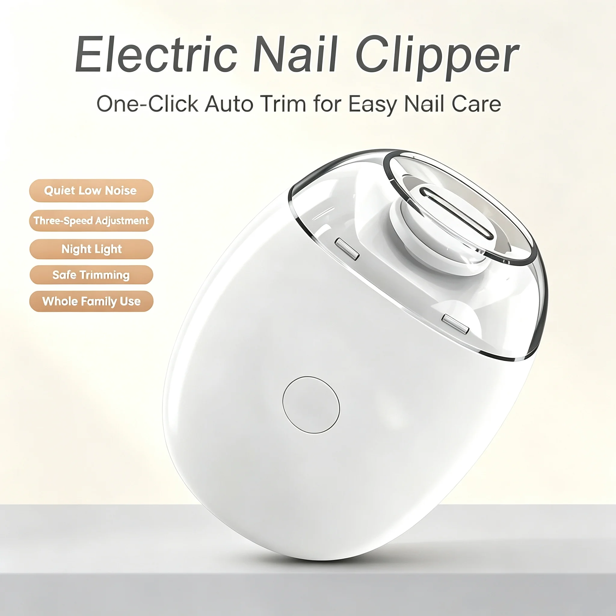 2in1 Electric Nail Clipper Cutter with LED Light Anti-Pinch Automatic Nail Grinder Trimmer for Baby Mini Manicure Tool Nail Care