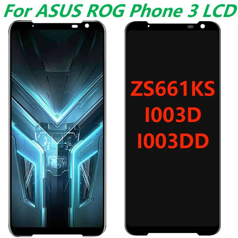 

6,59 "оригинальный для Asus ROG 3 ZS661KS ЖК-дисплей с рамкой для Asus ROG Phone 3 I003D дисплей кодирующий преобразователь сенсорного экрана в сборе