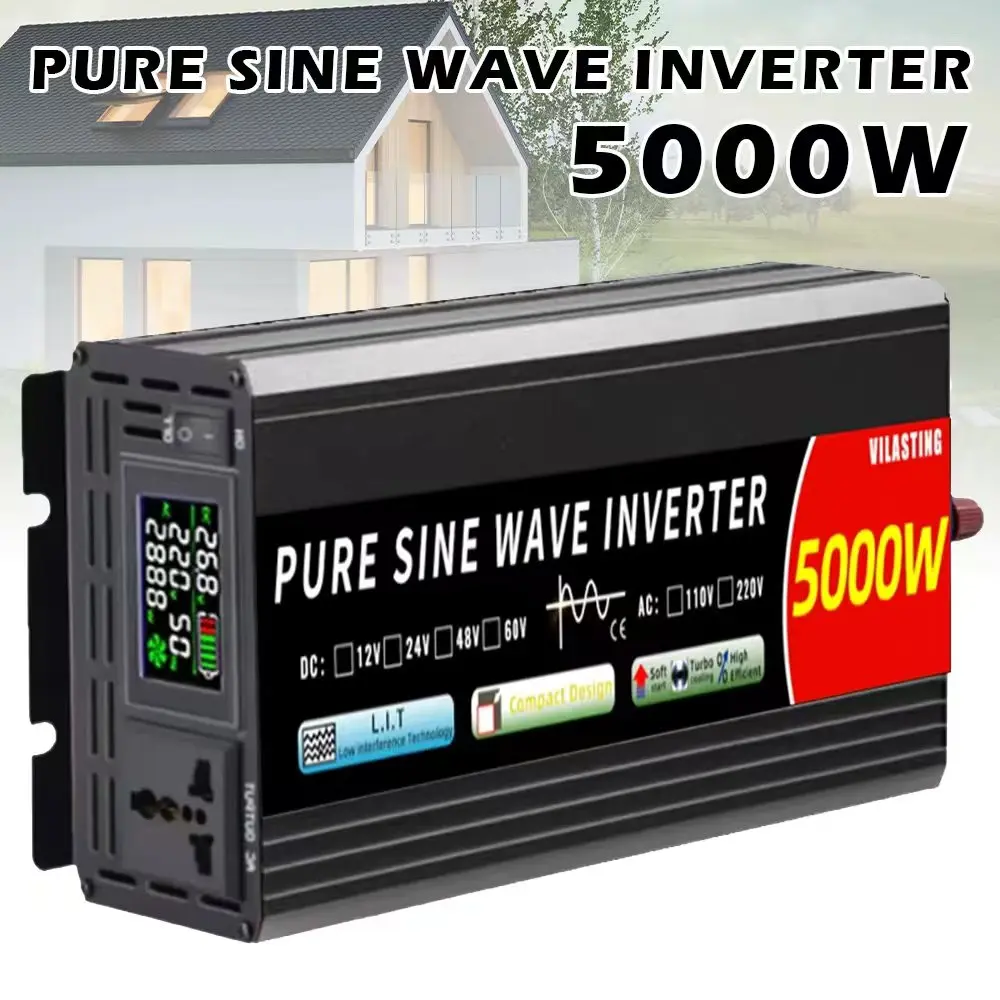 

Портативный инвертор VILASTING с чистой синусоидой, 1000-5000 Вт, 12В в 220В, DC-AC, для преобразования энергии в автомобиле и от солнечных батарей