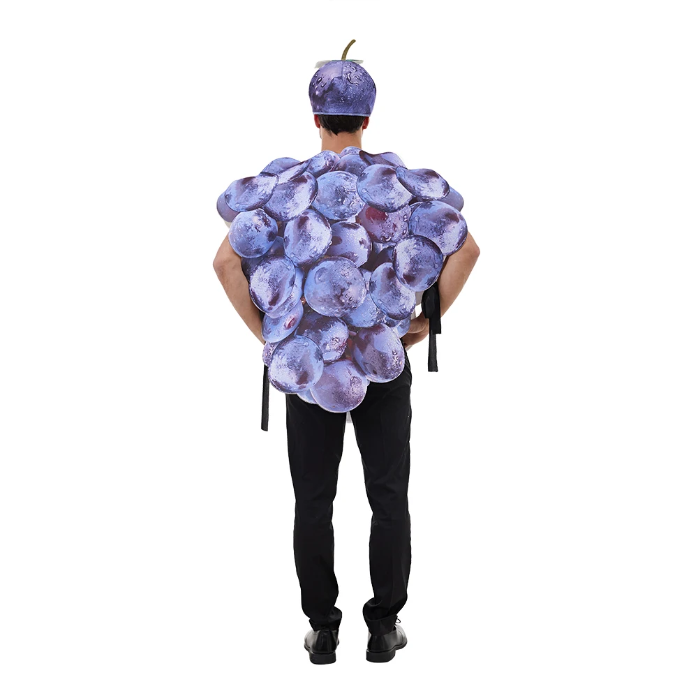 Adult Purple Grapes Sliceme Orange Tomato Bunch Costume with Hat Funny Food Fruit Party Halloween Suit Carnival Easter Purim