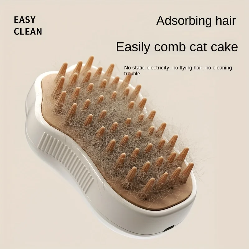 Cat Steam Brush, 3 in 1 Cat Steam Brush Cleaner, Silicone Massage Grooming Brush, Pet Hair Cleaning Brush Comb for Cats and Dogs