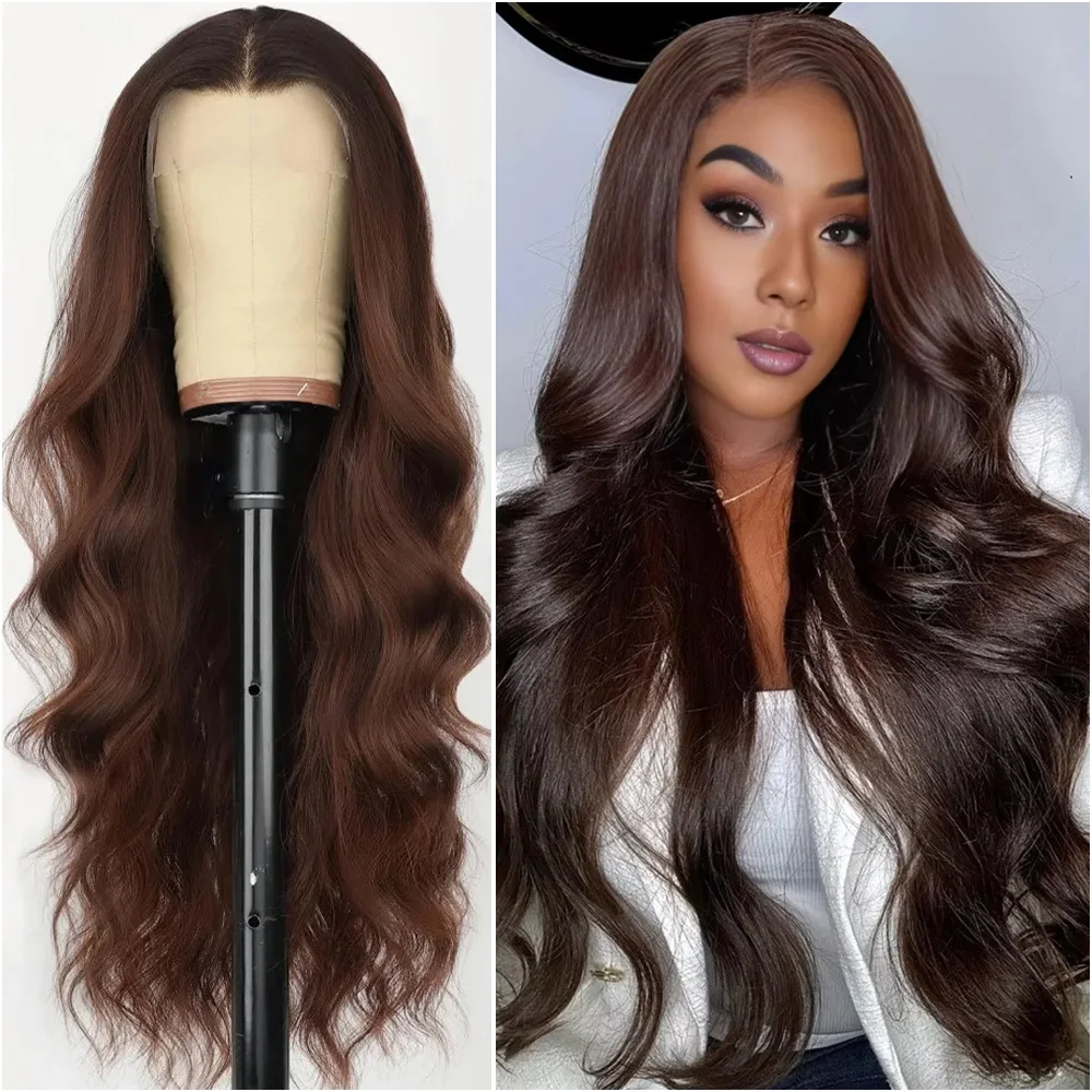 

200% Density 13x6 13x4 HD Lace Frontal Wigs 30 40 Inch Body Wave Brazilian Human Hair Chocolate Brown Lace Front Wig Pre Plucked