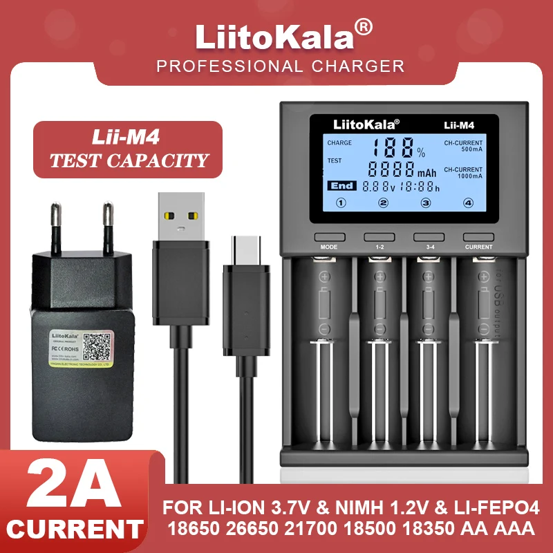 LiitoKala Lii-D4XL Lii-600 Lii-M4S Lii-M4 Lii-PD2 LCD 21700 18650 3.7V Li-ion 3.2V LiFePO4 1.2V NiMH/Cd 26650 32700 D AA AAA 9V