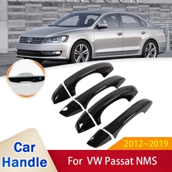 for Volkswagen VW Passat NMS A32 A33 2012~2019 2013 2014 2015 2016 Gloss Black Door Handle Cover Stickers Trim Car Accessories