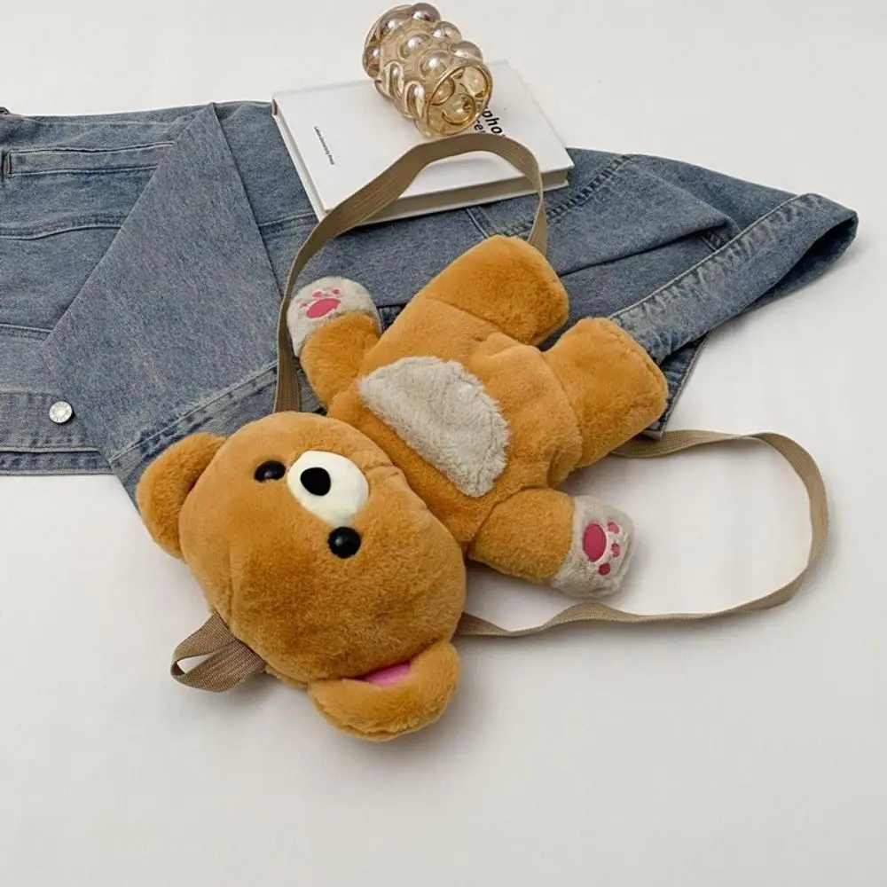 Wielokolorowy pluszowy plecak z niedźwiedziem Cony Hair 3D Pluszowa torba na ramię Cartoon Cute Bear Animal Bag Outdoor