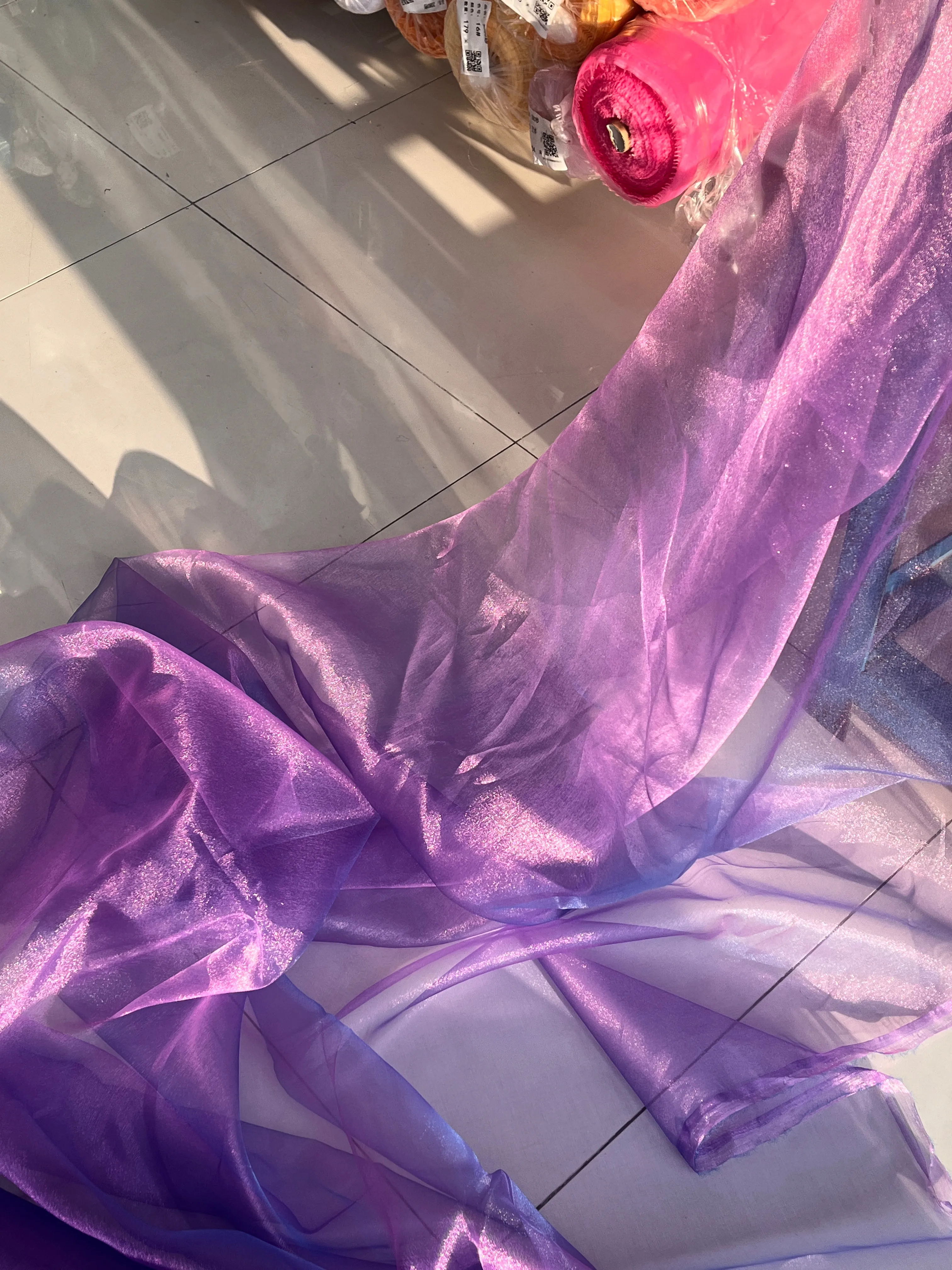 Dreamy purple pearl veil DIY stage decoration wedding background decoration veil photography background
