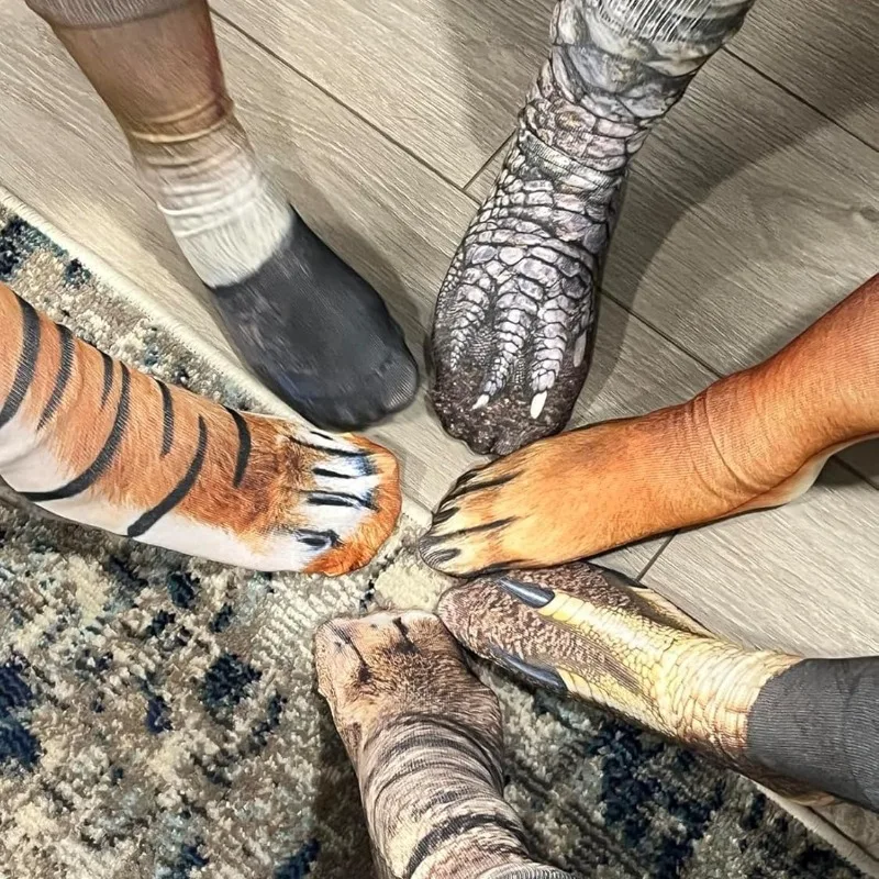 

3D Animal Socks Funny Cat Paw Dog Paw Tiger Print Personality Long Socks for Men Women