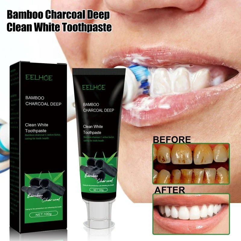 

Bamboo Charcoal Deep Cleansing Toothpaste Teeth Stains Oral Odor Yellow Teeth Remove Brightens White Fresh Teeth Care Toothpaste