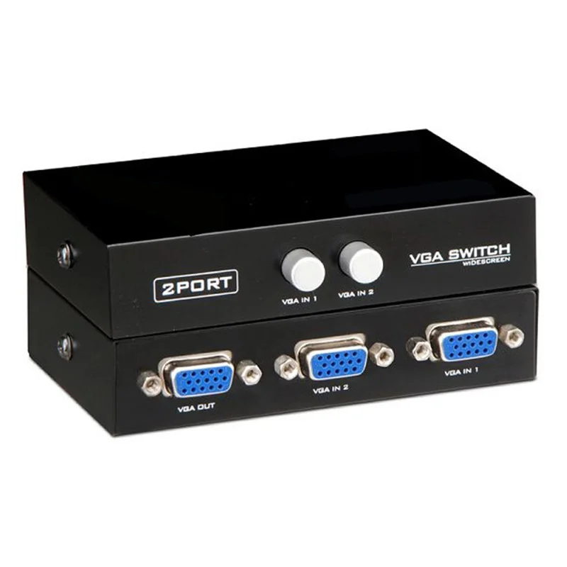 Wholesale 2 in 1 out 2 Port VGA SVGA Monitor Sharing Sharer Selector Remote Switch Box Adapter For LCD PC TV Monitor Keyboard