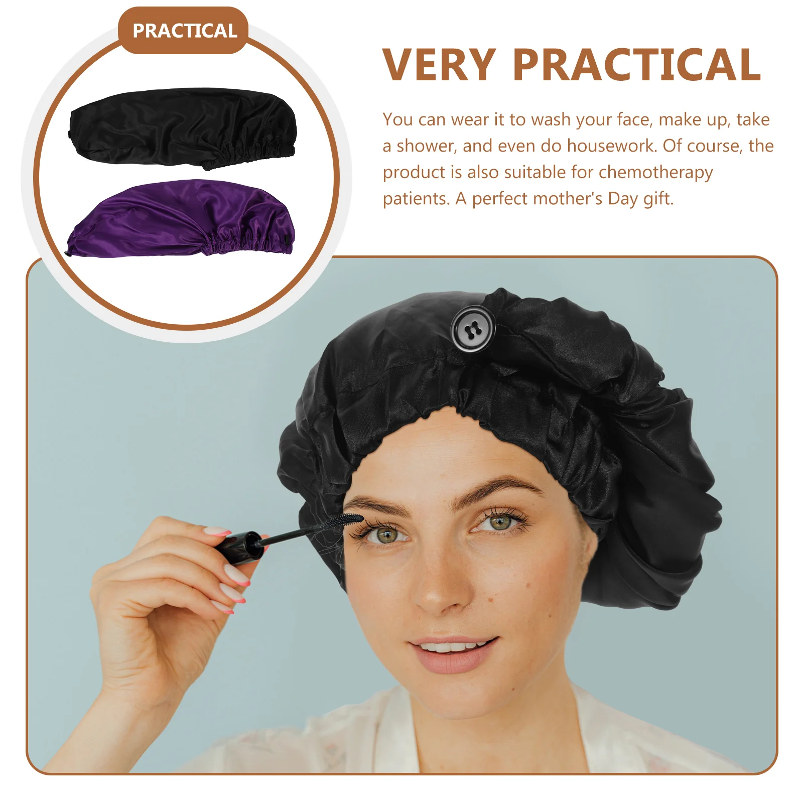 

2 Pcs Long Women's Hats & Caps Shower Bonnet for Hair Sleep Bonnets Satin Woman