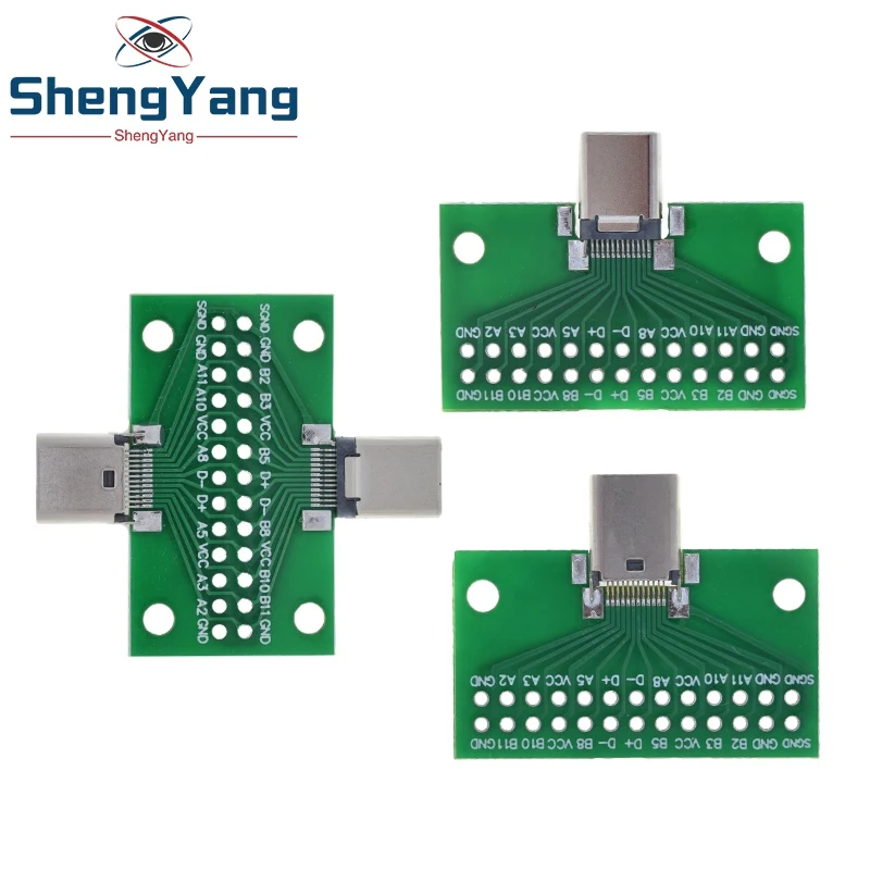 TZT Type-C Male to Female USB 3.1 Test PCB Board Adapter Type C 24P 2.54mm Connector Socket For Data Line Wire Cable Transfer image 6