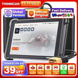 THINKSCAN 689 Professional Car Diagnostic Tool DOIP CANFD 34 Reset Special Function 8 inch 4+64G Bidirectional Test OBD2 Scanner