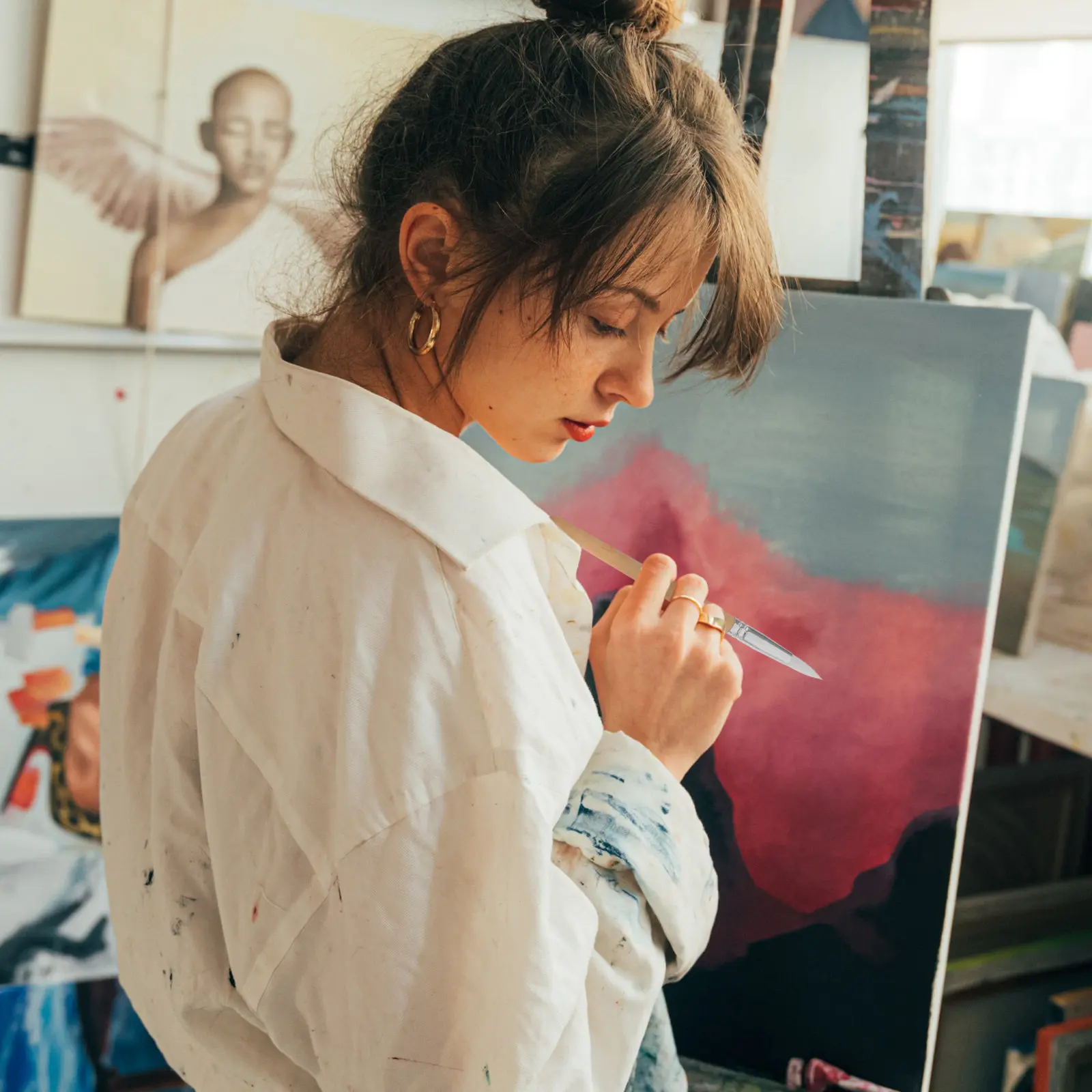 

6Pcs Watercolor Painting Brushes Set Professional Grade Nylon Bristles Smooth Light Handle for Kids Adults DIY Art Craft School