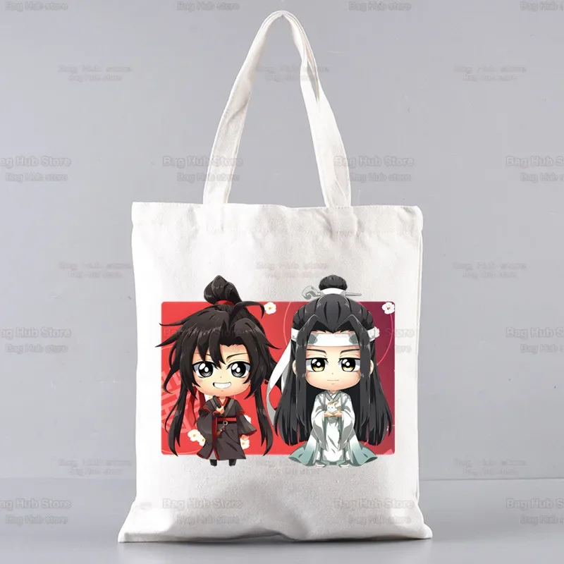 Mo Dao Zu Shi The Untamed Canvas Bag Women Storage Handbag Lan WangJi Wei Wu Xian Shoulder Bag Tote Reusable Student Bookbag