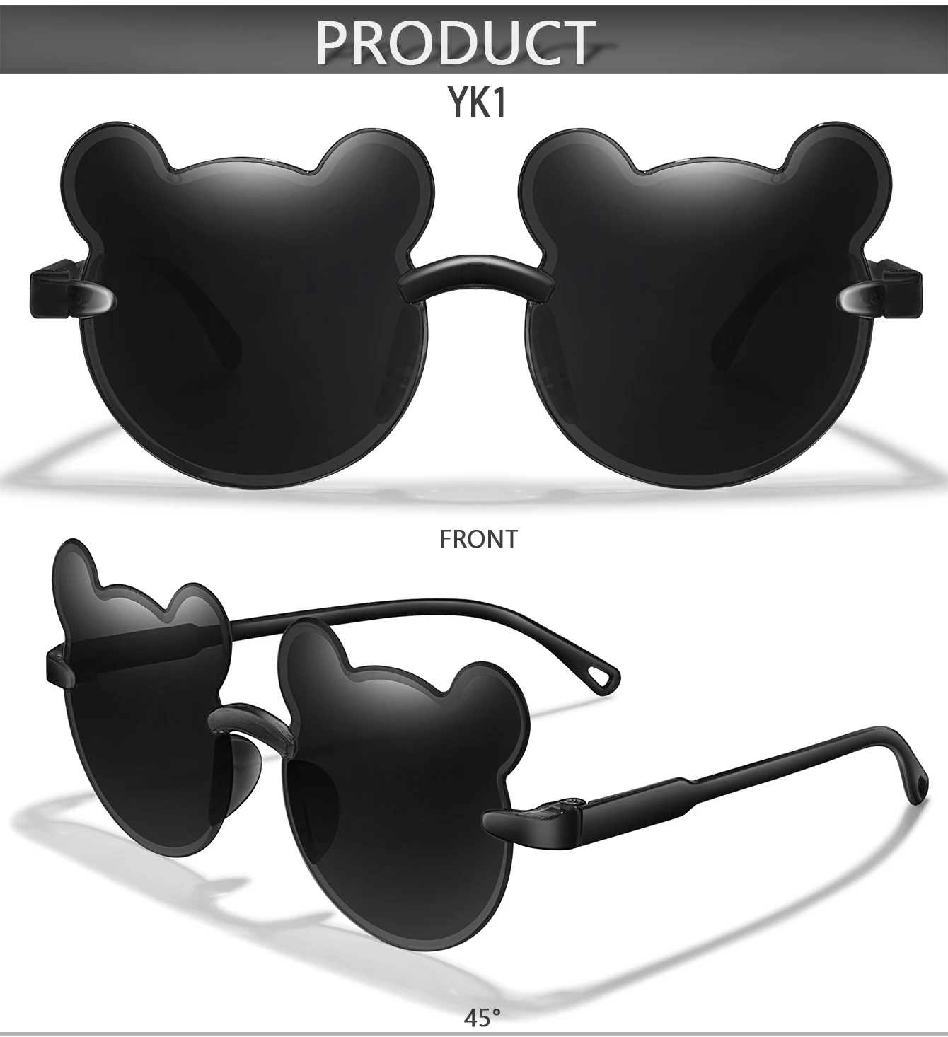 Mode Cartoon Bär 3-8 Kinder Rahmenlose Sonnenbrille Gradienten Kinder Sonnenbrille Anti-Uv Strand Reise Sonnenschirm Foto Requisiten – Detail 4