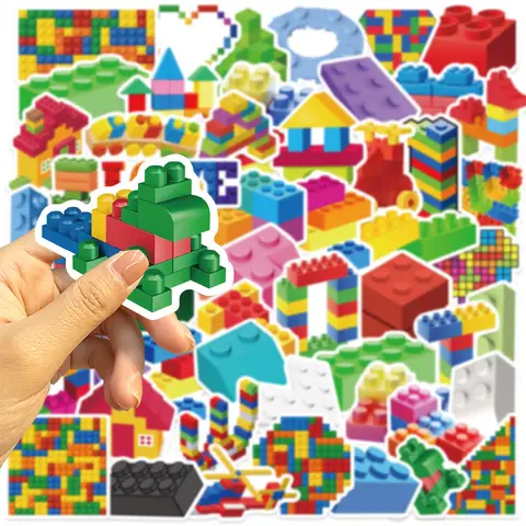 10/30/50Pcs Cartoon colored Building blocks graffiti stickers For Suitcase Skateboard Laptop Luggage Phone Styling DIY Decal 8 best sales lego stickers - №5