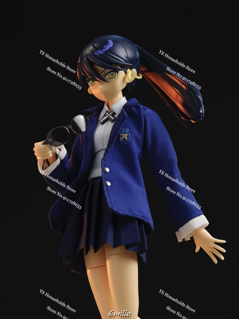 1/12 Nyaan Girl Figure Navy Blue Coat Jk Short Skirt Waist Accessory Kit Toys For Anime Gundam GQuuuuuuX 6inch Soldier Decor