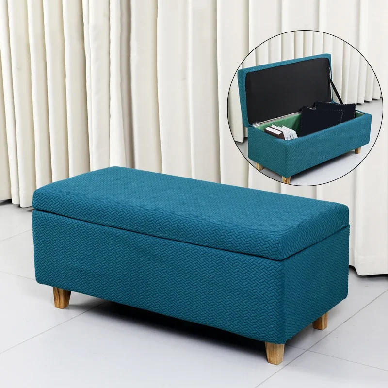 Rectangular Storage Ottoman Cover Foldable Footstool Cover Footrest Bench Stool Protector Case Living Room Office Home Decor