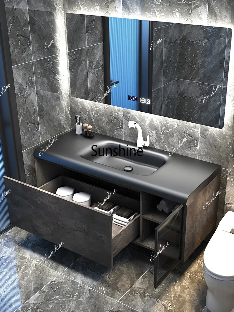 Simple modern black integrated wash basin, bathroom, washstand, combination