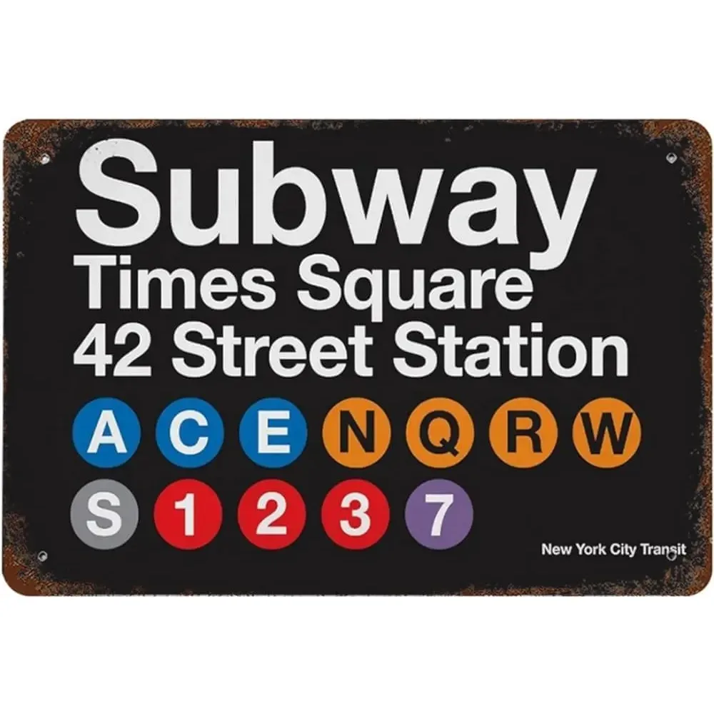 CIFBUY Vintage NYC Transit Subway Aluminum Wall Art Waterproof Rustproof Metal Decor for Home Bar Garage Downtown Brooklyn Sign