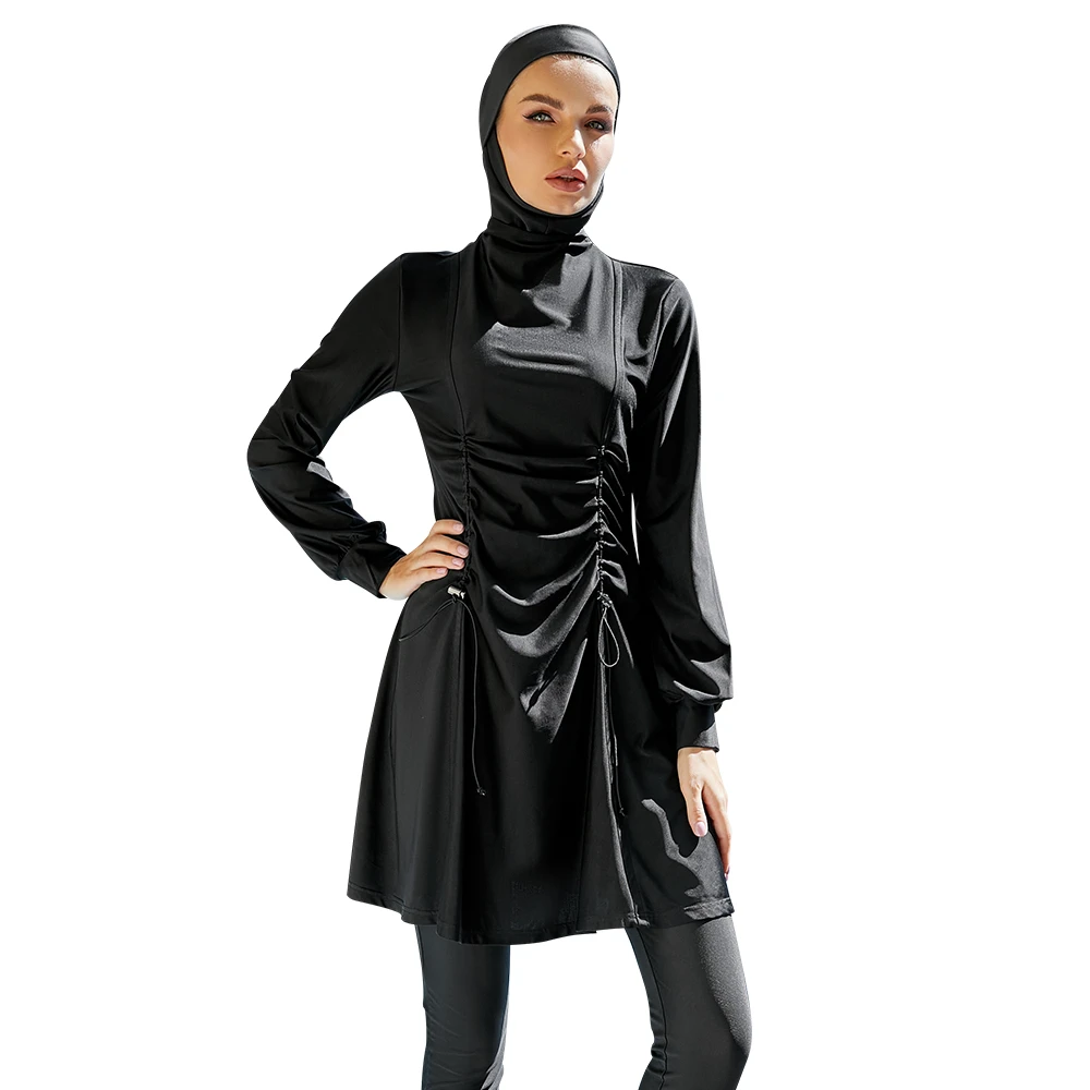 

Burkini Femme Musulmane Maillot De Bain Muslim Swimwear Women Burkinis Sets Arab Islamic Beachwear Swimsuit 3 Pieces Suit Black
