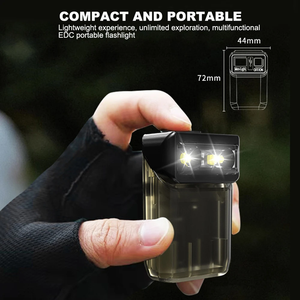 Asafee Tiki Flashlight EDC Keychain Lamp Portable Mini Torch Digital Display Rechargeable Work Light Clip Camping Lantern